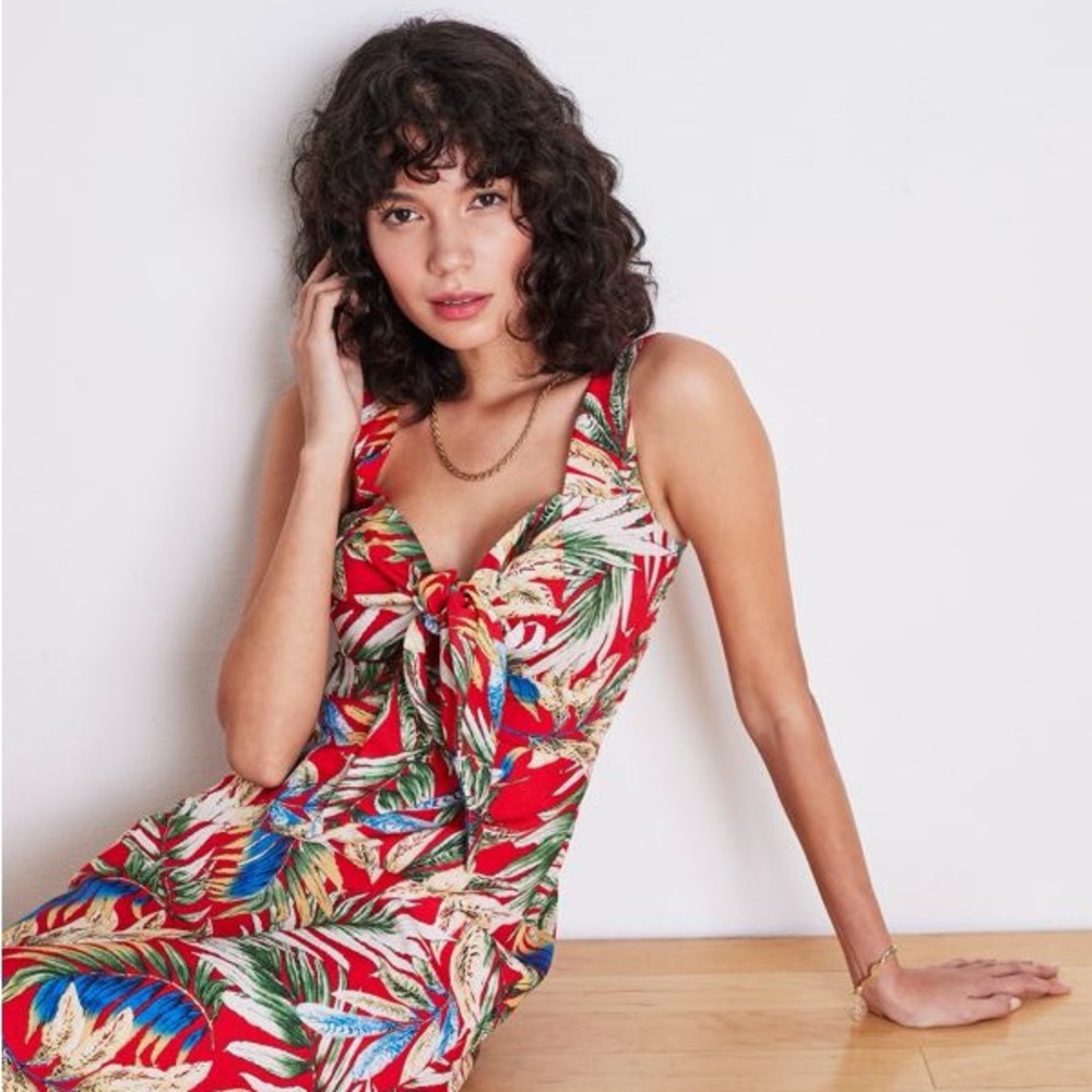 Sleeveless palm tree summer dress